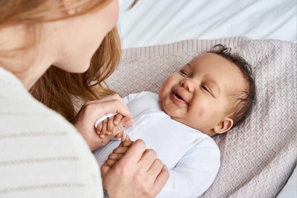 Infant looking up